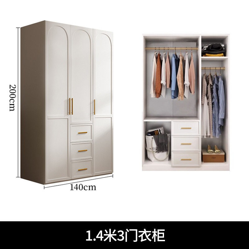 广佛全装卧室家用实木颗粒板挂衣区多书桌一体组合带收纳储物衣橱