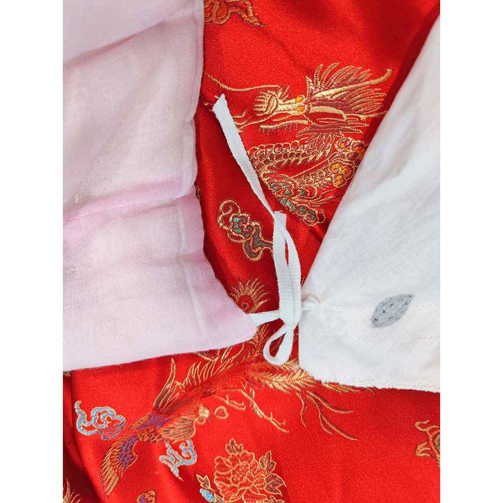 手工花老式婴0幼儿童小被子锦F8757S6M缎丝绸缎喜庆120x5棉cm被芯