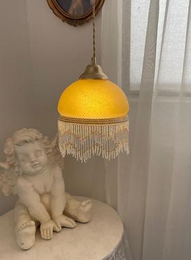 法式复古性床头灯个艺术全铜流苏璃餐厅吧台卧室飘83383窗阳吊玻