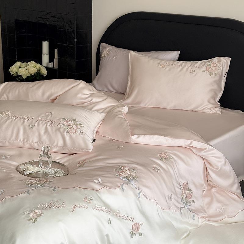 轻奢春夏6支兰精天凉CGL42-LB感四套简约丝刺绣件被套裸睡床单床