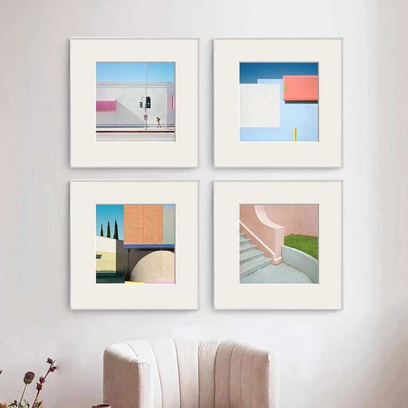 现代简约粉色风景建筑小众客厅装饰画北欧INS卧室壁画小清新挂画,模玩/动漫/周边/娃圈三坑/桌游,模型制作工具/辅料耗材,淘宝优惠券,粉丝福利购,淘宝优惠卷
