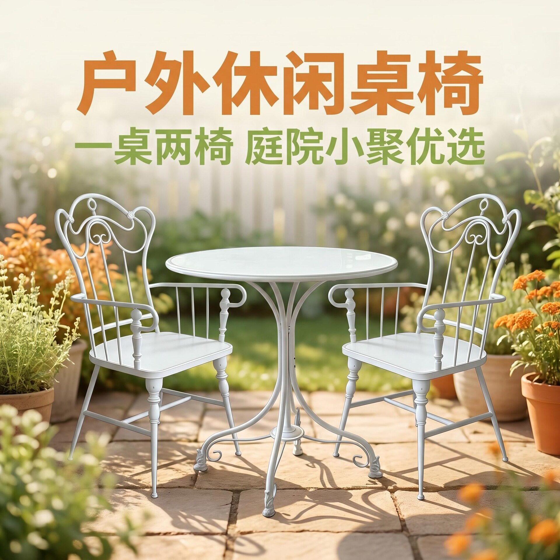铁艺餐桌椅组合庭院户外咖啡厅圆桌椅子花园小院餐椅户外金属桌椅