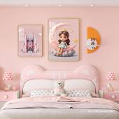 床粉色房女通童儿SOK童卧室装 饰画卡墙画男孩壁画可爱公主头间挂