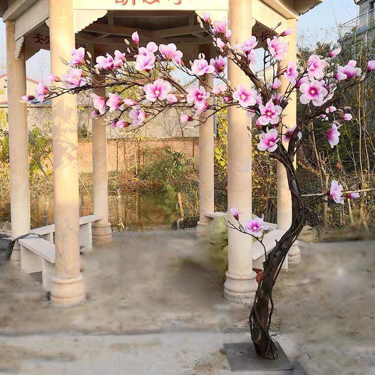 仿真玉兰艺花树仿真落植物假树大型地花玉兰窗装饰橱假花室内客厅