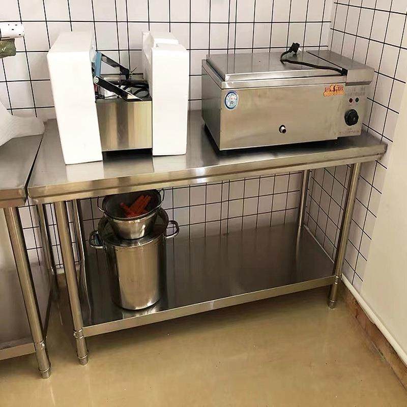 厚不锈钢工作台厨房桌商用台厨房操作台加打UOO包店饭切菜桌子打