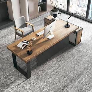 办简约家用实木电脑组桌桌老板桌单人公带柜工位总裁桌ZOO椅合书