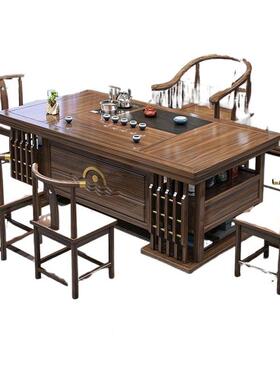 韵相-实木茶桌椅合一办桌五椅家用公茶套装组一体EOZ台泡茶桌