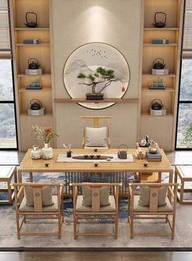 严选实木屏风VRY桌简约客厅接全待室会客茶组台茶楼办室商务桌椅