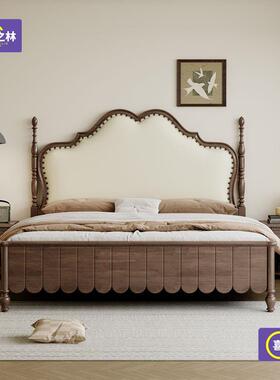 2025新款中古风主卧室1.人米双床美式简1MOD.58米实木床现代约软