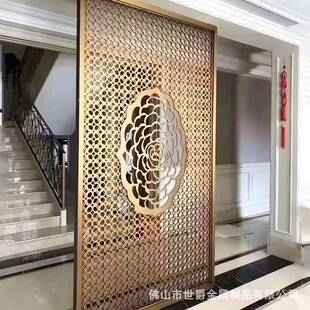欧别墅丝PF04客厅酒店铝合屏金拉式古铜屏风隔断铝艺浮雕风仿古屏