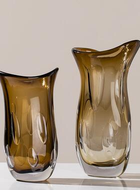 现则代轻奢琥色艺术不规璃KL2020-2琉花瓶摆件玄关餐桌样珀板房间