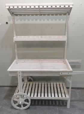 摆地摊复古实木车花置花物多架花店装饰陈列展架功能架复古99944