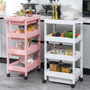 可客AL673966折叠多层落地小推车防尘木置板厨物架厅房玩具可移动