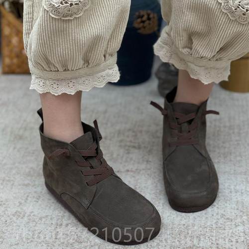 高档真皮靴囱秋冬女靴平民族风格新单靴里绒跟多用途短靴牛烟皮靴