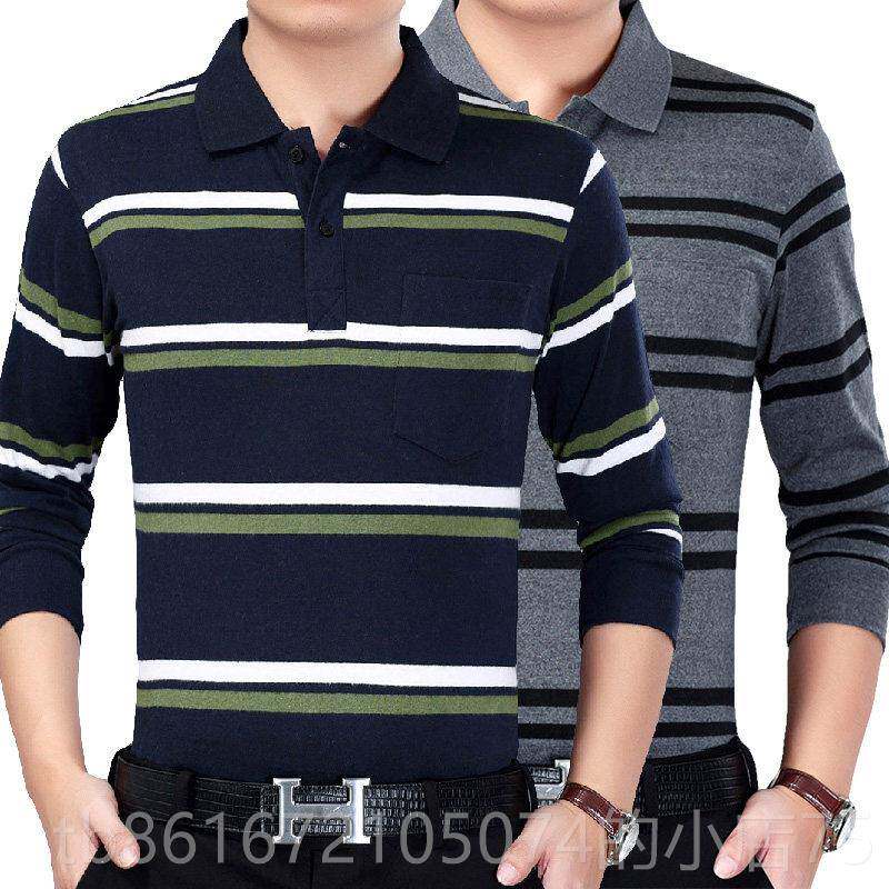 高档件装真口袋春秋工地活衣服秋恤衣长袖T男中年爸爸装2外穿干工