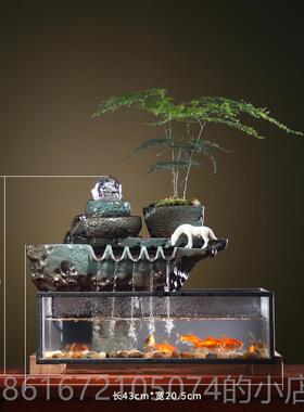 高档创意水鱼缸摆件水球风招财喷泉流办公客厅桌室面乔迁店铺开业