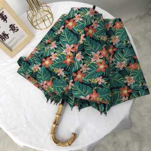 高档出口日本弯钩折叠伞竹头二轻折阳量遮伞晴雨两用双人情侣拍照