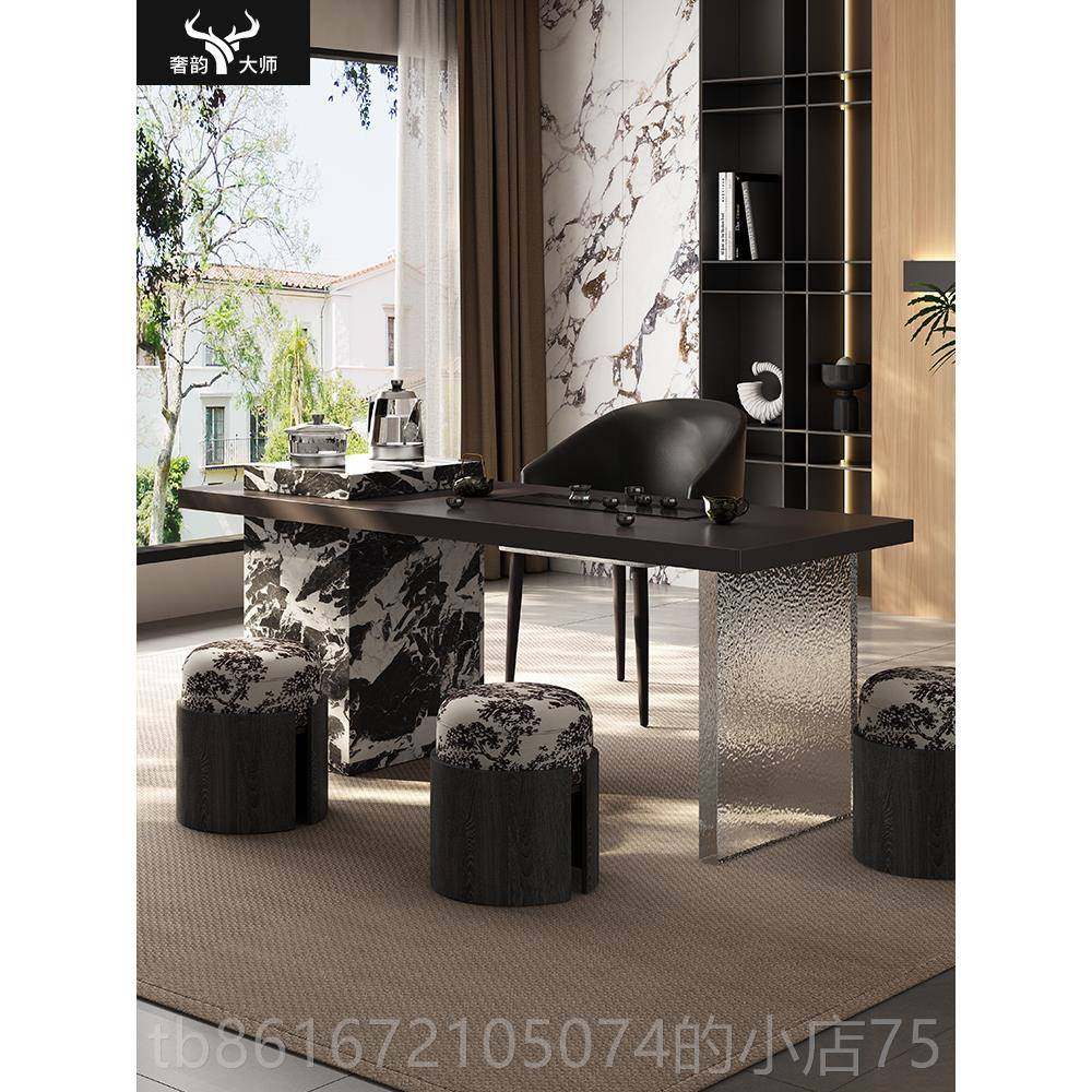 高档意茶桌家用式小茶台轻厅奢极简客茶小型高级感泡茶桌岩板阳台