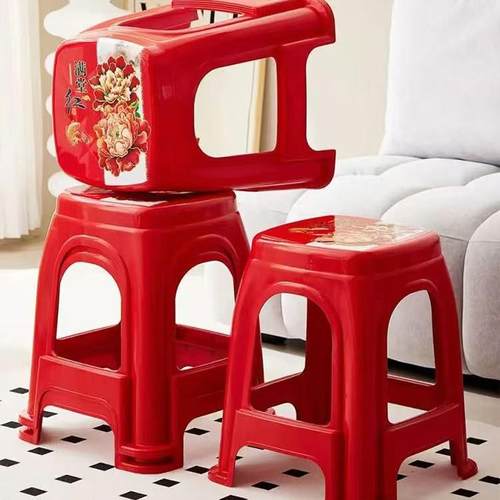 塑胶方胶凳子加厚凳家用高凳熟胶简常规板凳成人客厅餐桌椅约塑料