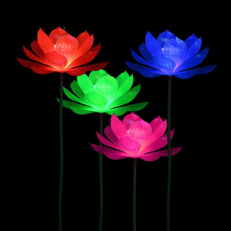 坪带杆莲亮花带杆PCV灯地插灯光草灯户外防水造景景观灯园林庭发
