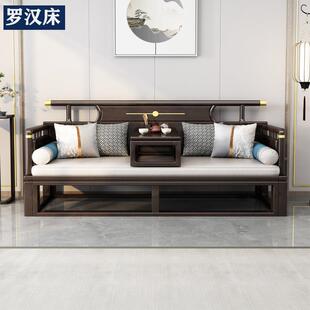 新罗汉床桌中式实木折叠推拉床冬夏两用小椅户型茶组ZJK合床榻沙