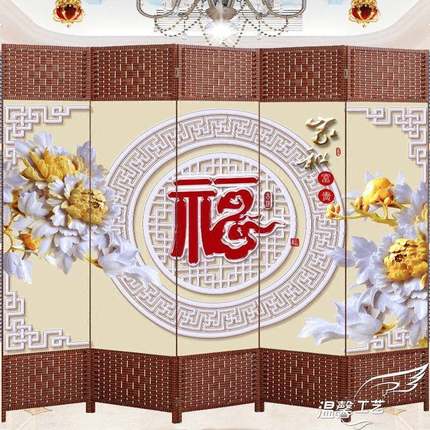 装L*简约屏风隔断墙卧室厅家用饰可动玄关推拉防水现A-129移代布