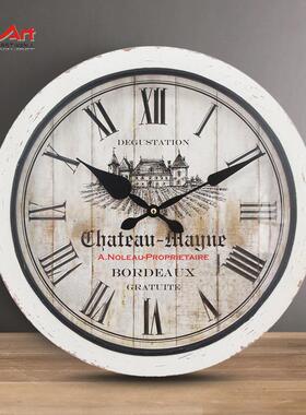 欧古式钟复时白EA180026色挂钟客厅壁钟创意装饰简欧风格家用静表