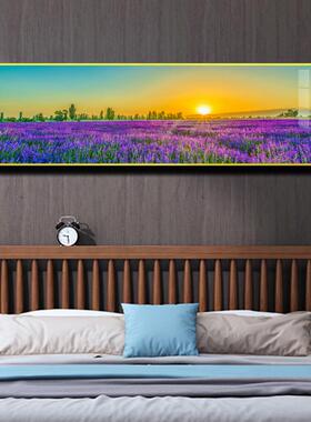 9QX草C风景花主卧室床浪薰漫衣草头画F76T95S9房间粉紫色装饰画水