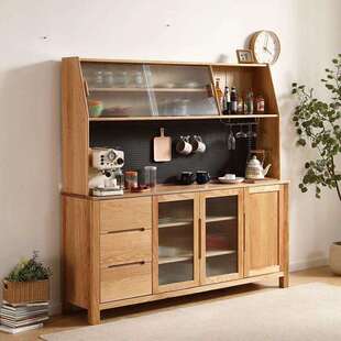 鹿特丹餐边柜上下台矮上架红橡木高上架全实木餐边柜厨房储物