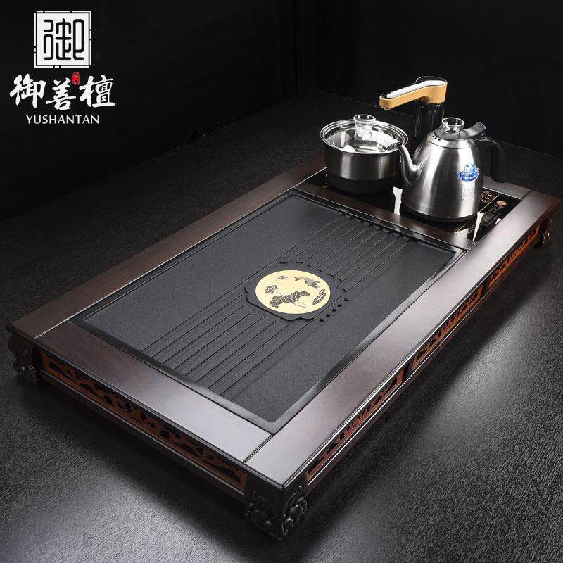 厂家黑檀木茶盘金镶玉茶台家用整套四合一茶盘新中式排水托盘