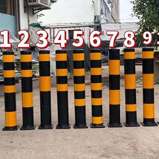 新型优质橡胶警示柱80高黑体黄膜立柱加厚固定防撞圆柱路桩道路柱
