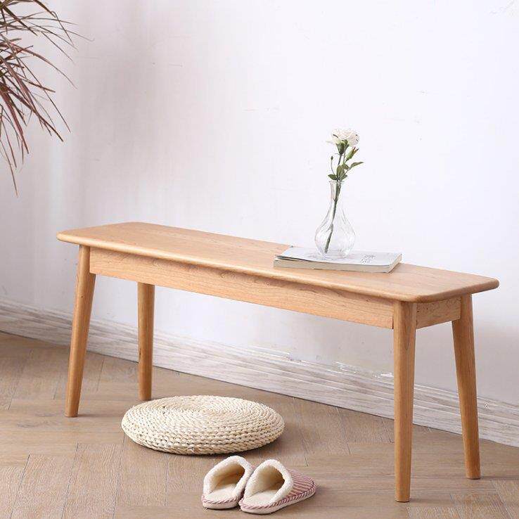 家具长条凳实木板凳日式长方形原木色白橡木樱桃木北欧餐桌凳
