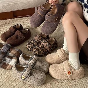 女包跟勃肯鞋 树上有云 秋冬保暖魔术贴棉鞋 女款 年加绒毛毛鞋