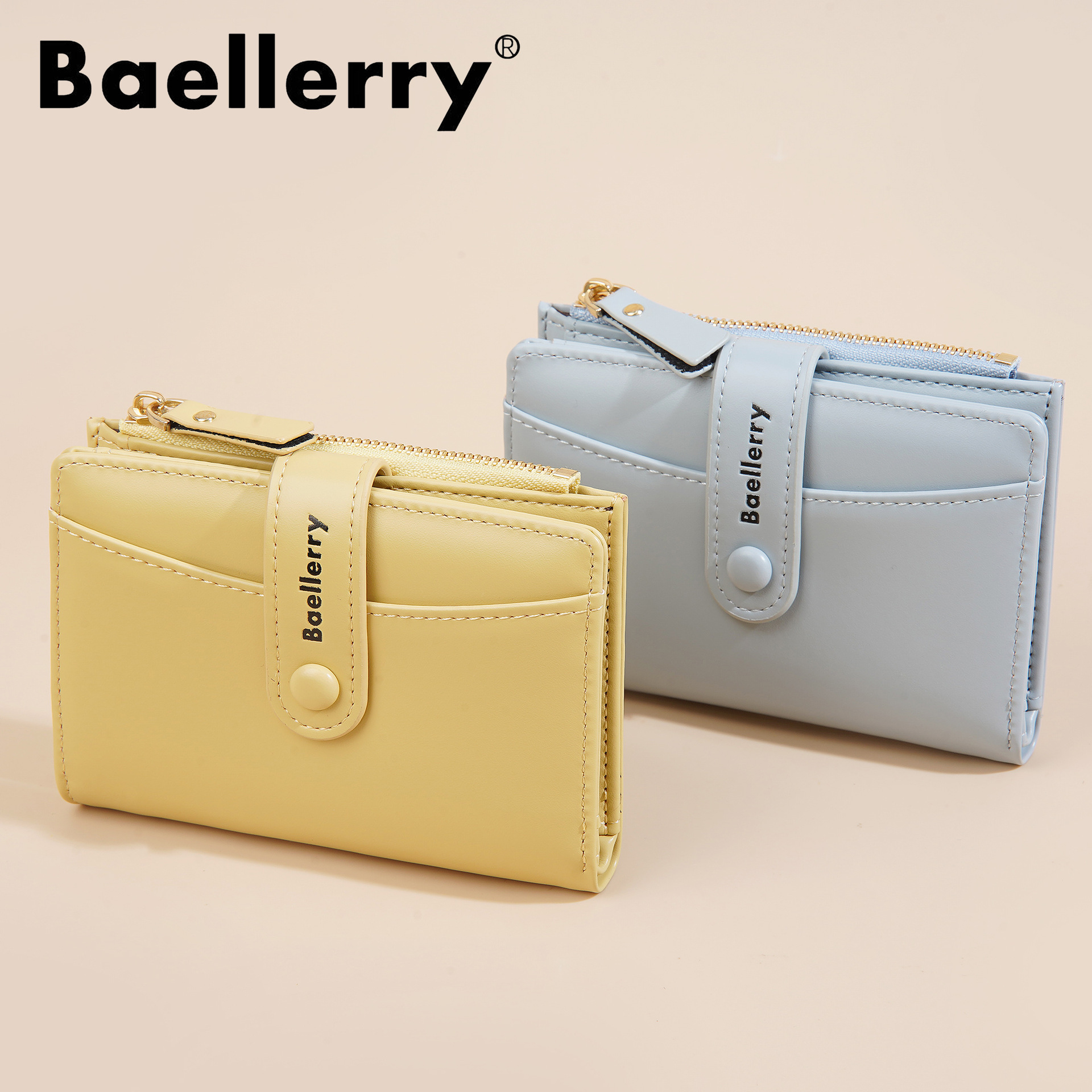 新款高级感马卡龙色短款女士钱包