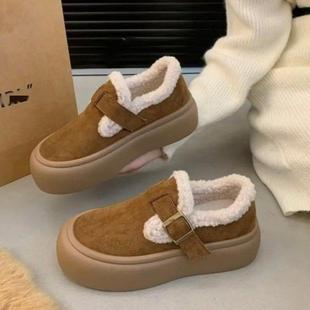 女毛毛鞋 加绒保暖百搭雪地棉鞋 秋冬季 网红爆款 新款 厚底勃肯鞋