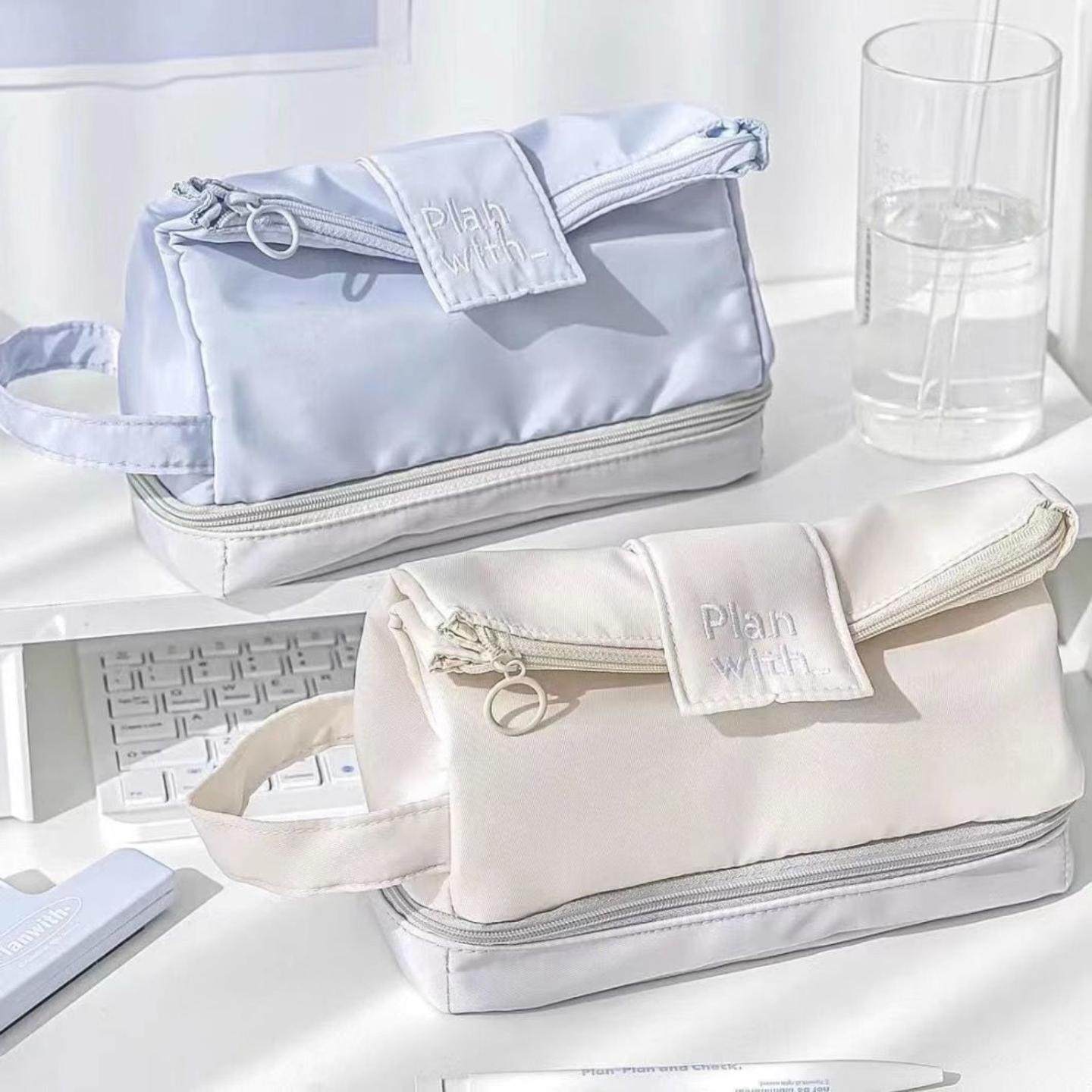 立体翻折式双层笔袋大容量日系