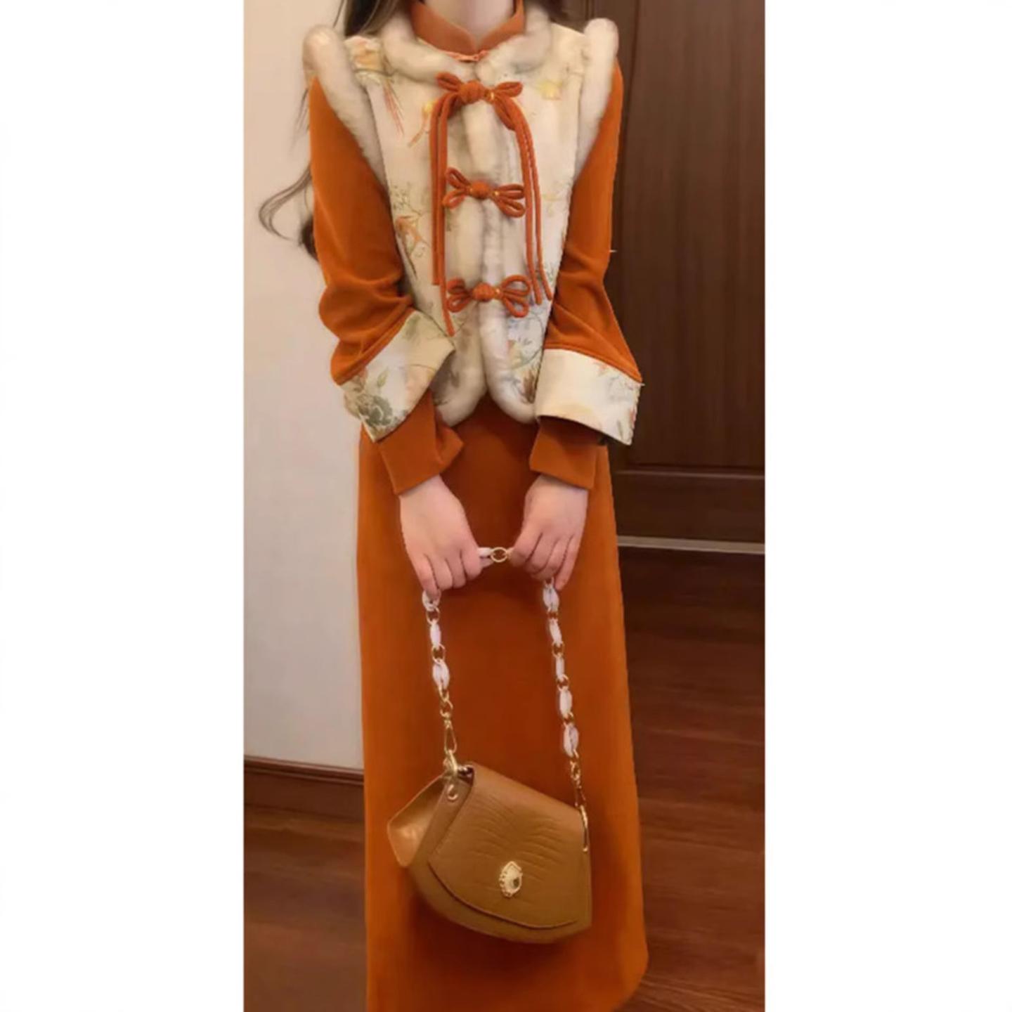 新中式高端套装女冬季新款加绒