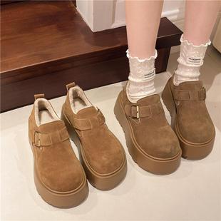女 圆头保暖棉鞋 网红复古松糕勃肯鞋 加棉加厚雪地靴女秋冬新款