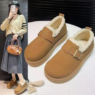 冬季 矮帮毛毛鞋 加绒保暖棉鞋 雪地靴女短款 子 女新款 厚底勃肯鞋