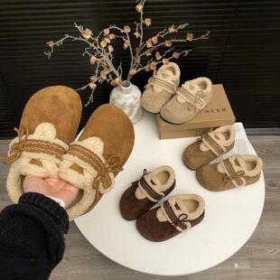 加厚保暖女士毛茸茸雪地靴棉鞋 冬季 新款 厚底保暖加绒勃肯鞋