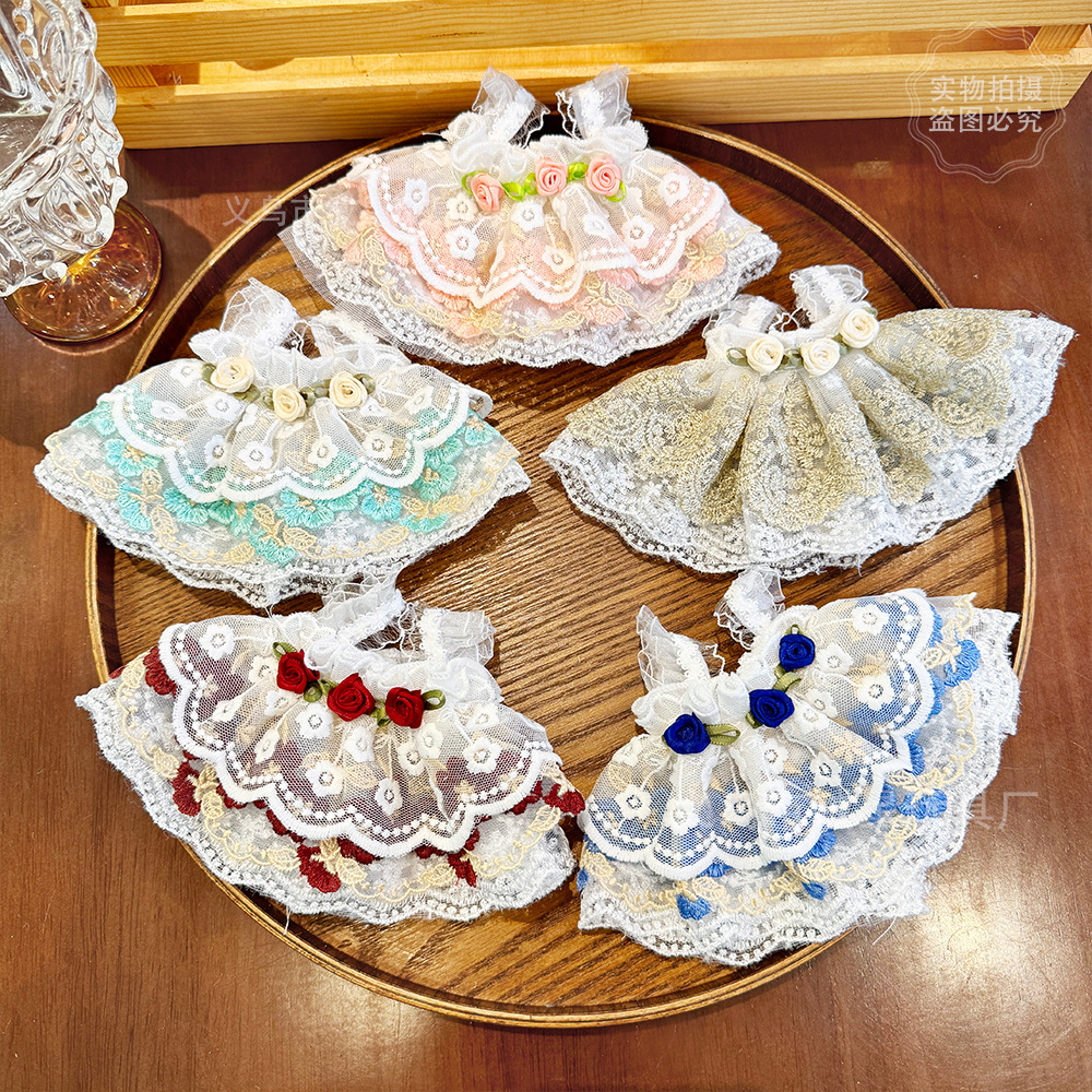 新款垂耳兔蕾丝玫瑰裙玩偶娃衣