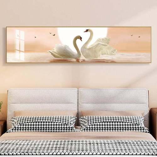 高档现代主卧装室床头饰画房间墙面挂画简欧约北风奢背景墙轻海景