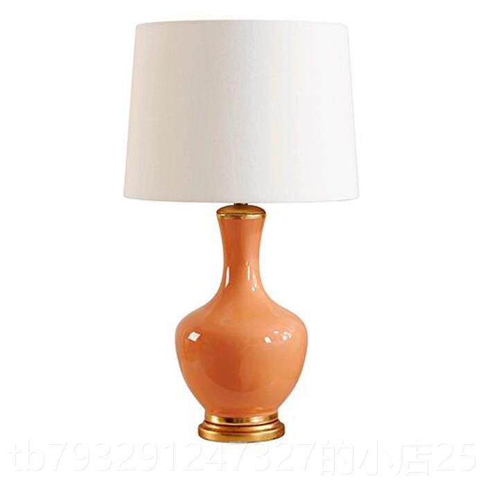 高档瓷铜客色台田灯美式乡村欧式大号陶厅复古园新中式卧室床头别