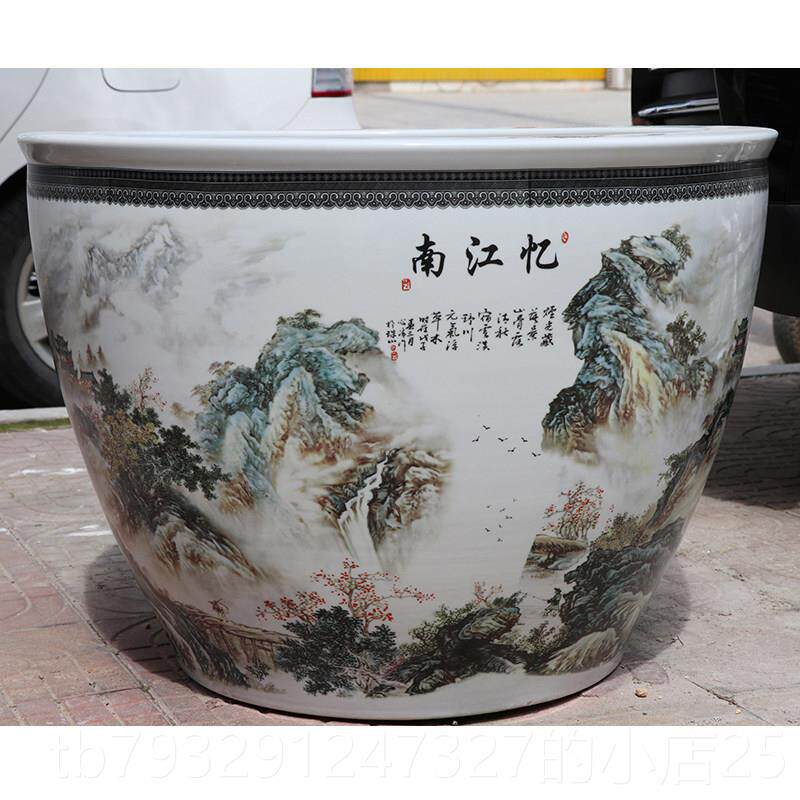 高档景镇陶院瓷德鱼缸鱼大号养金缸睡莲盆荷花缸一米大水缸庭造景
