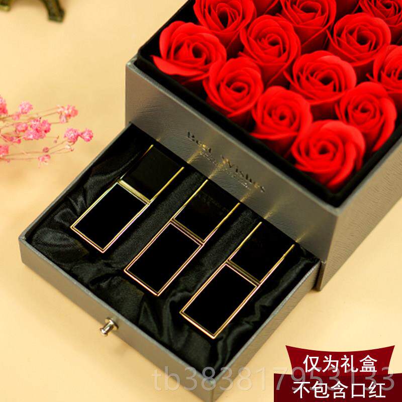 新款玫瑰花子圣诞口红礼朋盒空盒礼物盒送女友生日礼品伴手包装多