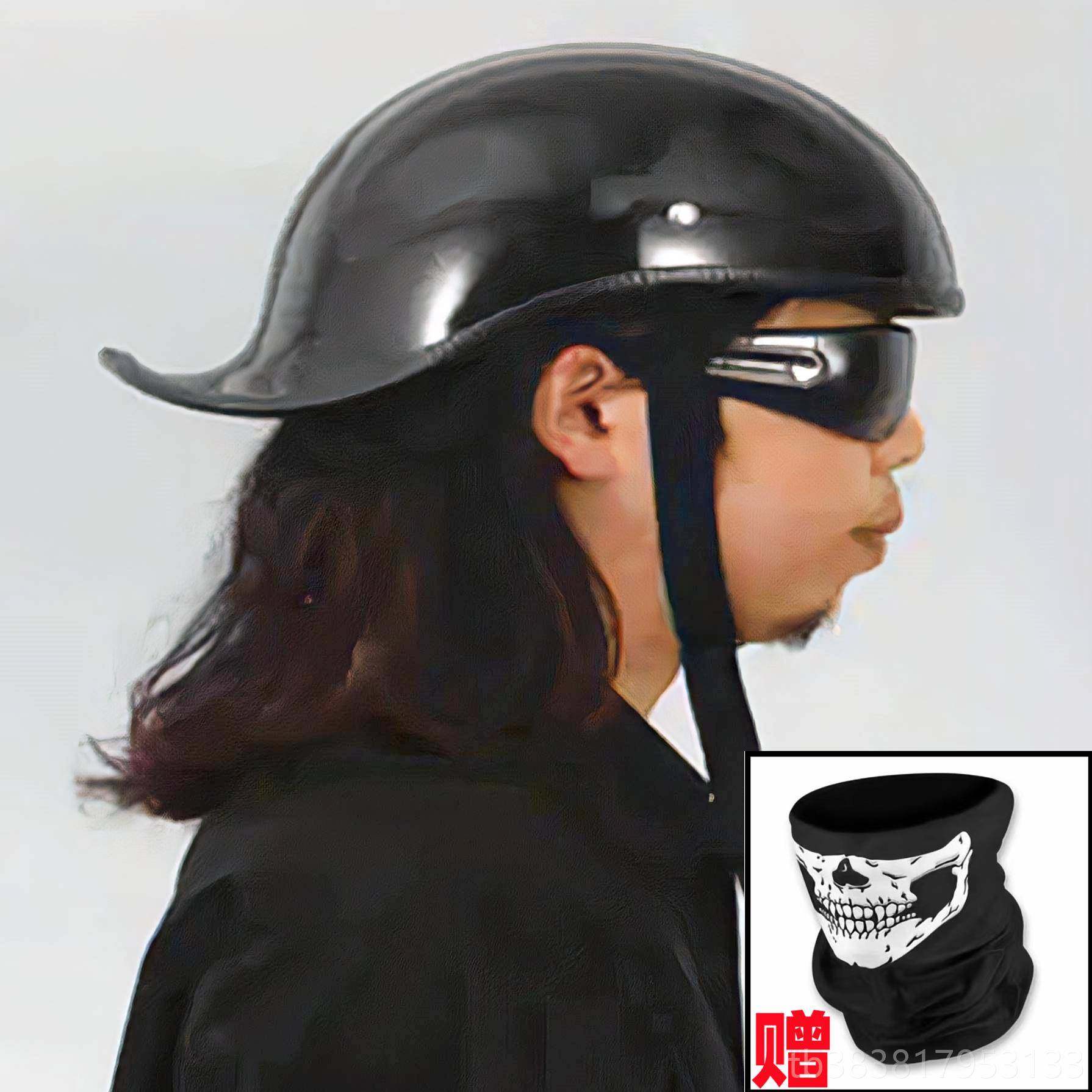 高档麦肯斯安全官日式巡覆古机车半盔夏小季男女装饰玻璃航纤维盔