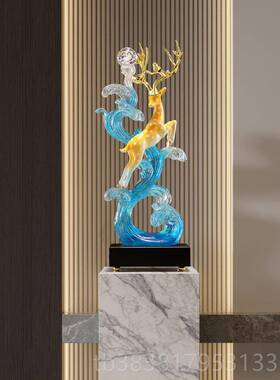 高档风生乔起礼竖高级轻奢现代摆件鹿水客厅玄关电视酒柜餐边开业