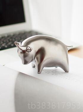 高档陶瓷礼招财牛桌面摆件 办公室家金居装饰品 创意221生肖牛新