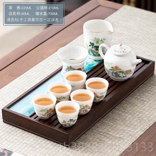 高档羊功玉夫茶具套装德化白瓷家用简约茶脂杯办公室客泡会茶陶瓷