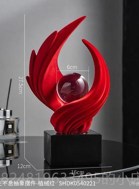 新款本年奢摆件大红色高电视柜领导办公室酒柜高级感乔命迁装档轻